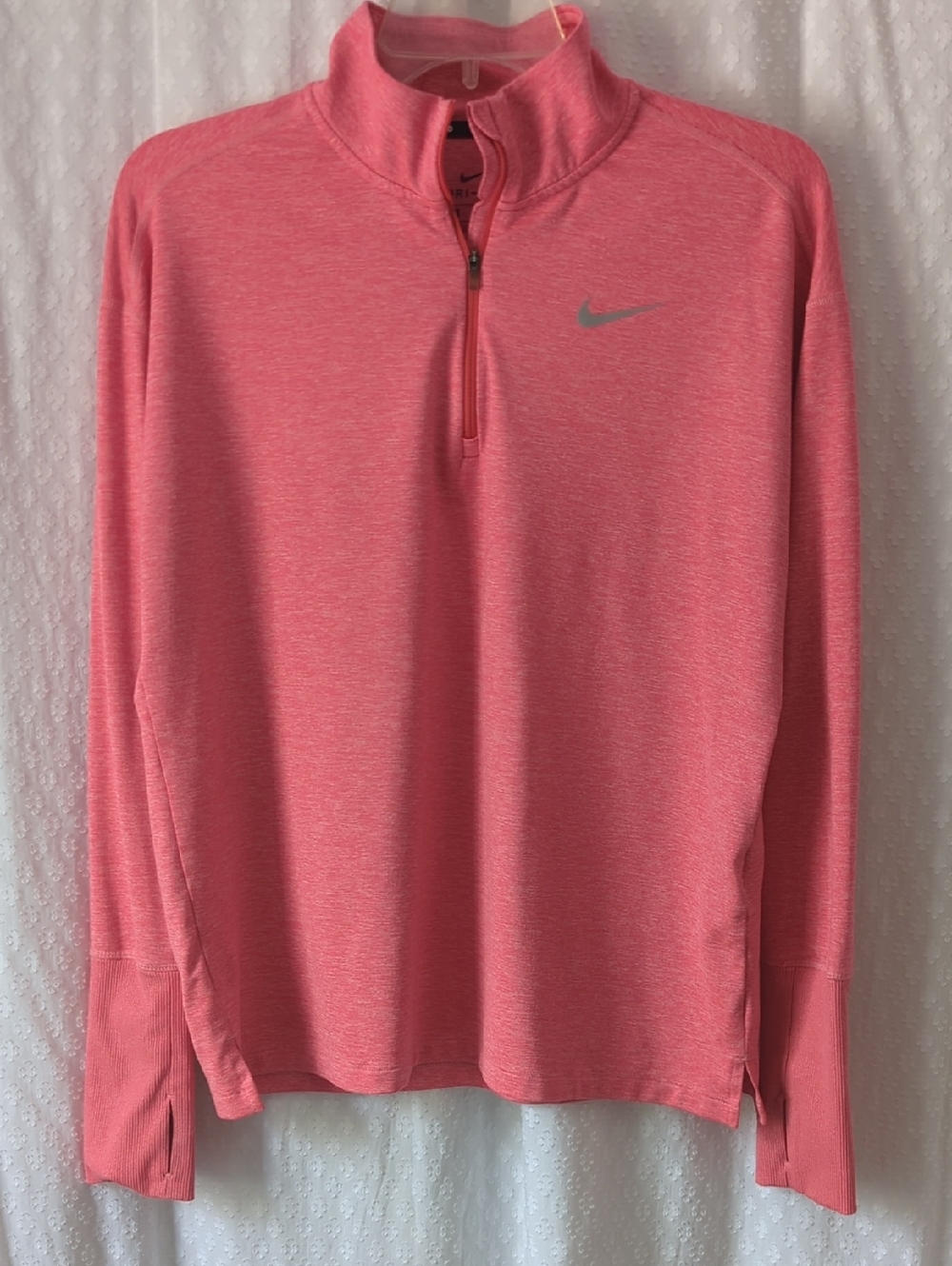 Nike Dri-Fit Element Half Zip Running Shirt Peach Silver Women's Medium